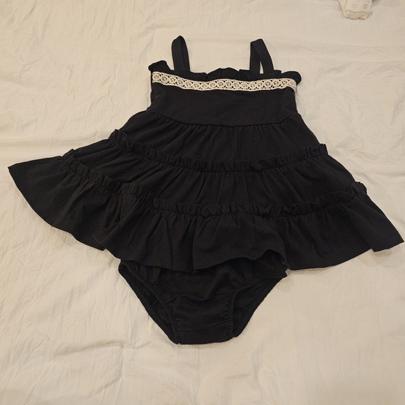 Janie and Jack Black Crochet Trim Tiered Jersey Sundress 12-18 months  NWOT - Picture 4 of 7